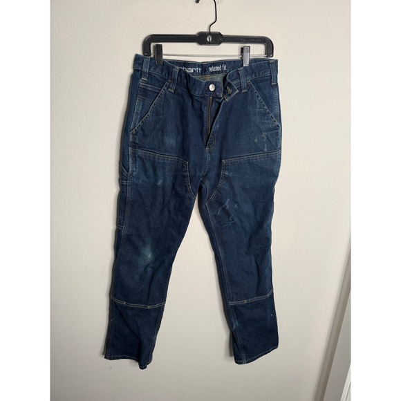 Carhartt Other - Carhartt Relaxed Fit Double Front Utility Work Jeans Dark Wash 103329-491 34x30